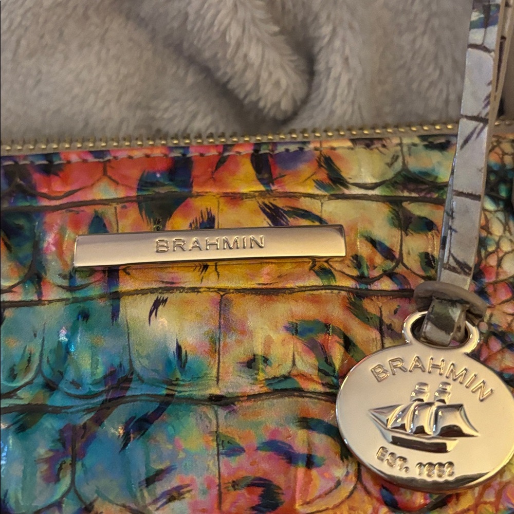 Brahmin Vibrant Croc-Embossed Shoulder Bag - Picture 3 of 7